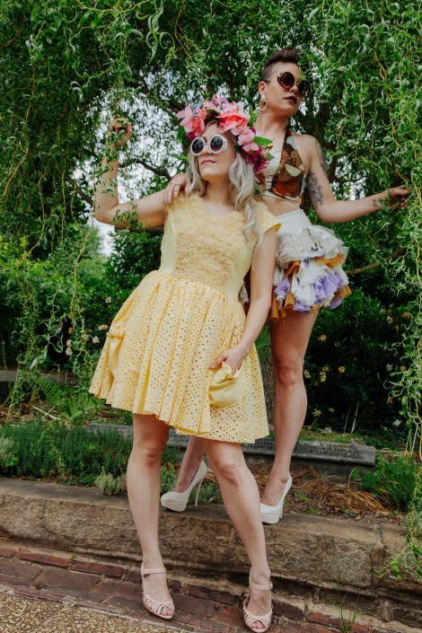 Photographer: Amy Fullam Dress/ Skirt/ Bodice Designer: Nancy Couture Headpiece: Nancy Couture Models: Ryatt Fienix and Nancy Couture Sunglasses: Mad Style